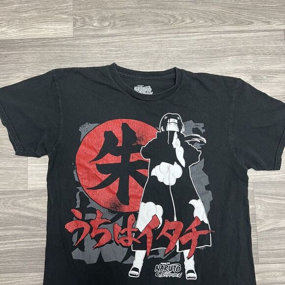 Naruto‎ Shippuden Sasuke Shirt Men M Fit S Black Anime Comic Manga TV Show Promo - Picture 2 of 8